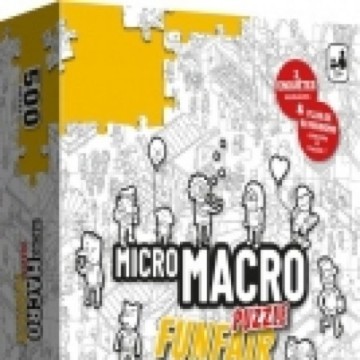 Découvrez le quartier de MicroMacro Showdown dans ce puzzle de 500 pièces, avec ses ruelles et sa Fête foraine. Deux enquêtes in