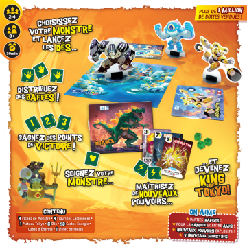 "King of Tokyo: Origins" est conçu pour 2 à 4 joueurs, chacun prenant le rôle d'un monstre puissant. L'objectif est simple : dev