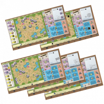 Plateaux additionnels pour renouveler vos parties d’Ark Nova.  5 plateaux recto-verso !  Plateau Tournoi 1, Plateau 11 : Grottes
