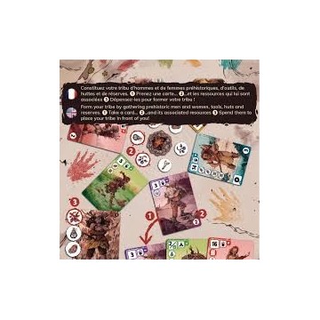 Elawa propose un système original de récupération de ressources, inspiré du jeu de l’awalé. Chaque carte que vous prenez vous in