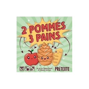 2 Pommes 3 Pains est un jeu d'annonce malin où les joueurs devront annoncer les Pommes et les Pains qu'ils voient. Mais attentio