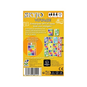 Embarquez Skyjo Voyage dans toutes vos aventures ! Cette version compacte du célèbre jeu Skyjo vous permet de jouer n’importe où